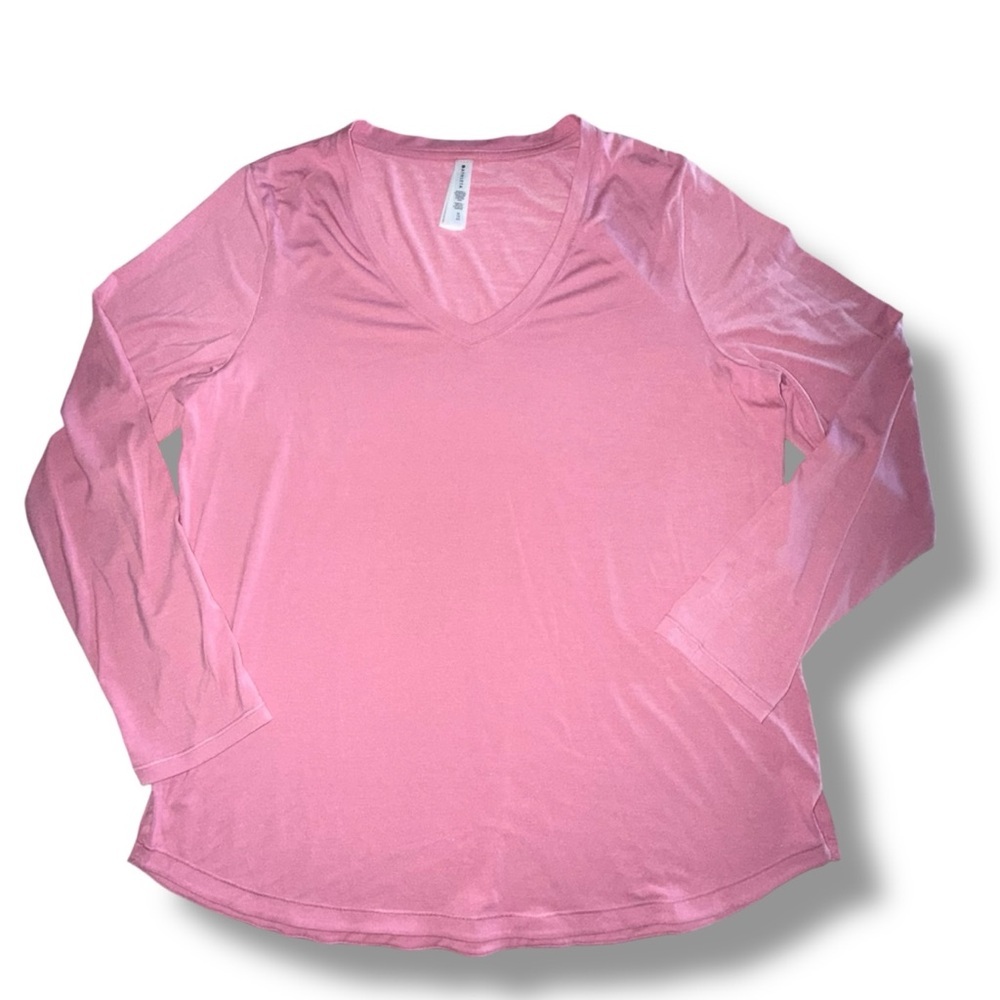 ATHLETA Essential V-Neck Long-Sleeve Top - Antique Rose XL - Picture 4 of 14